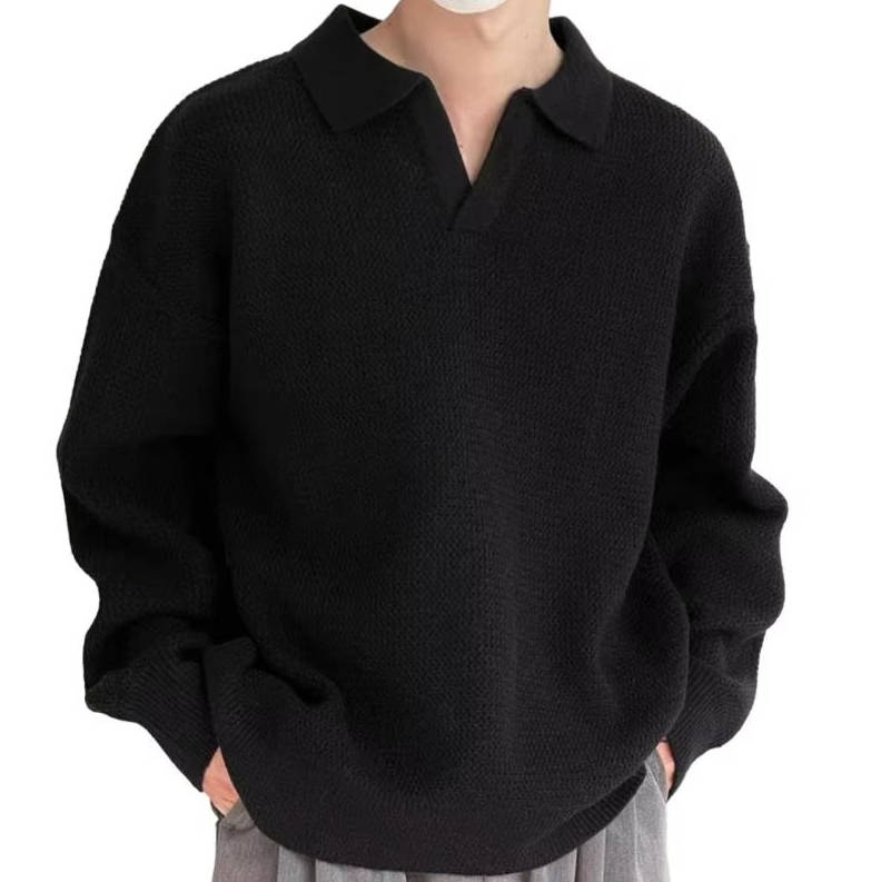 TrendAura Men's Sweater Polo Long Sleeve Knit Polo for Smart Casual Everyday Wear
