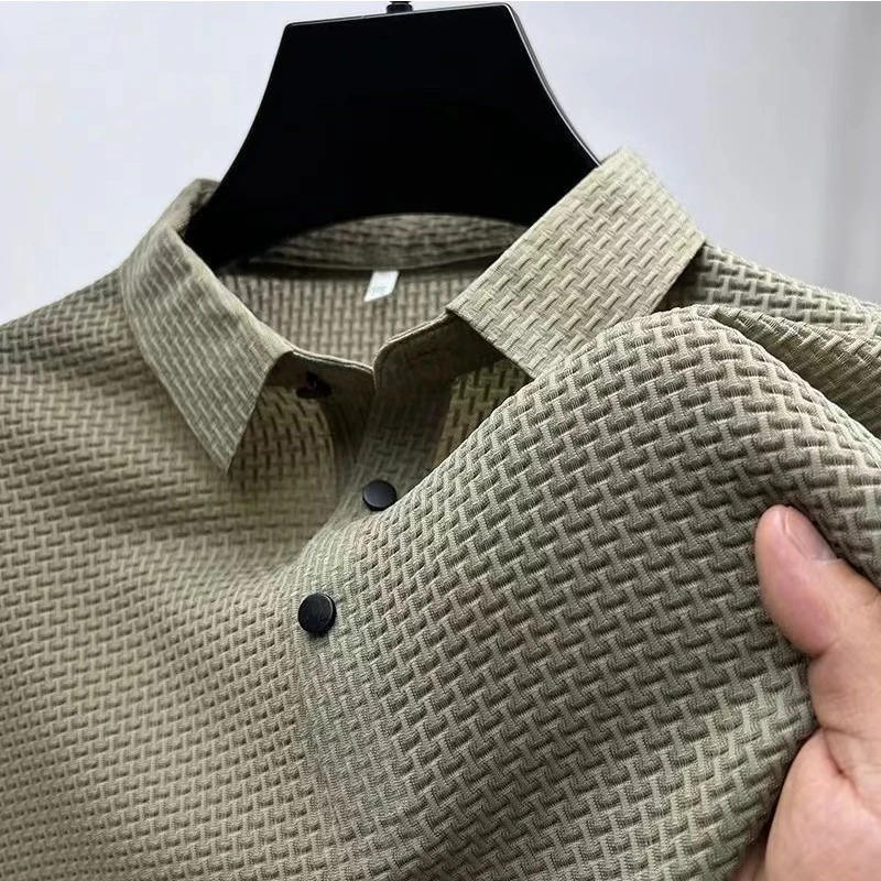 TrendAura Men's Knitted Polo Shirt Short Sleeve Breathable Stretch Knit For Everyday Wear