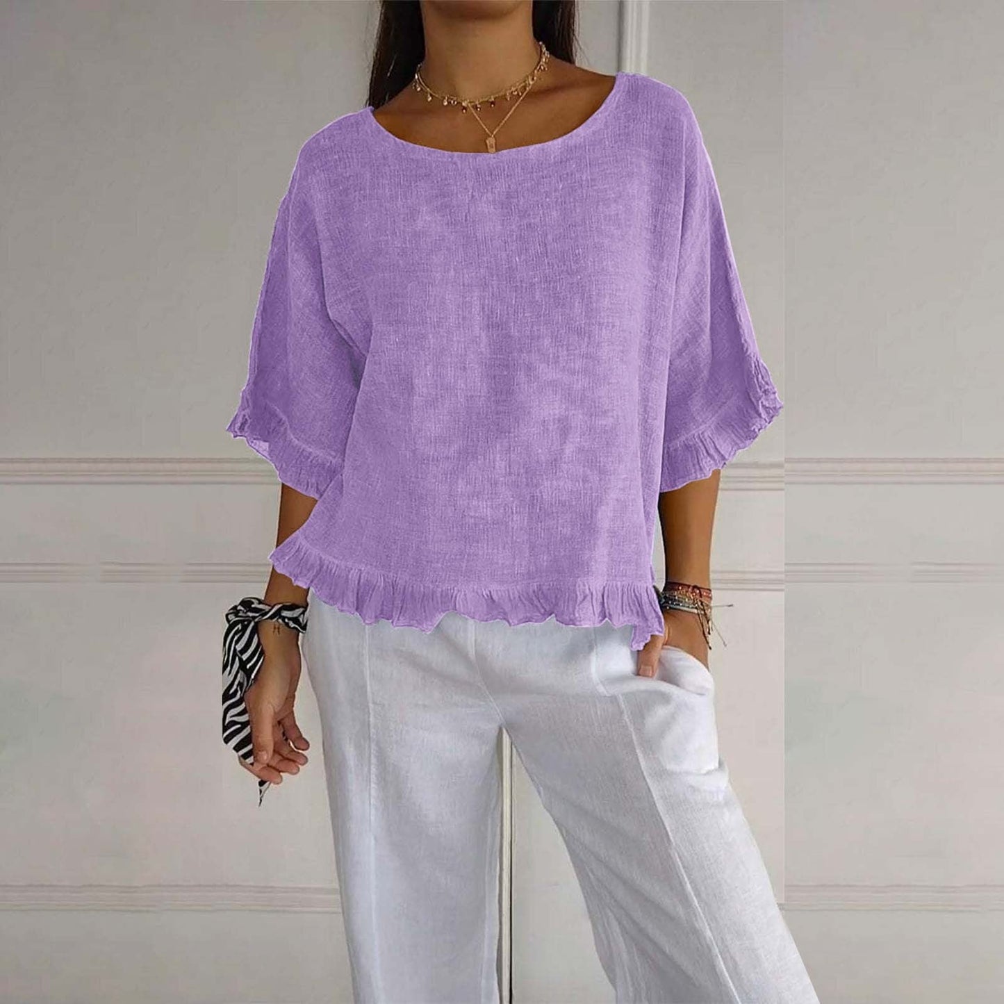 Women's blouse with ruffles | Loose fit