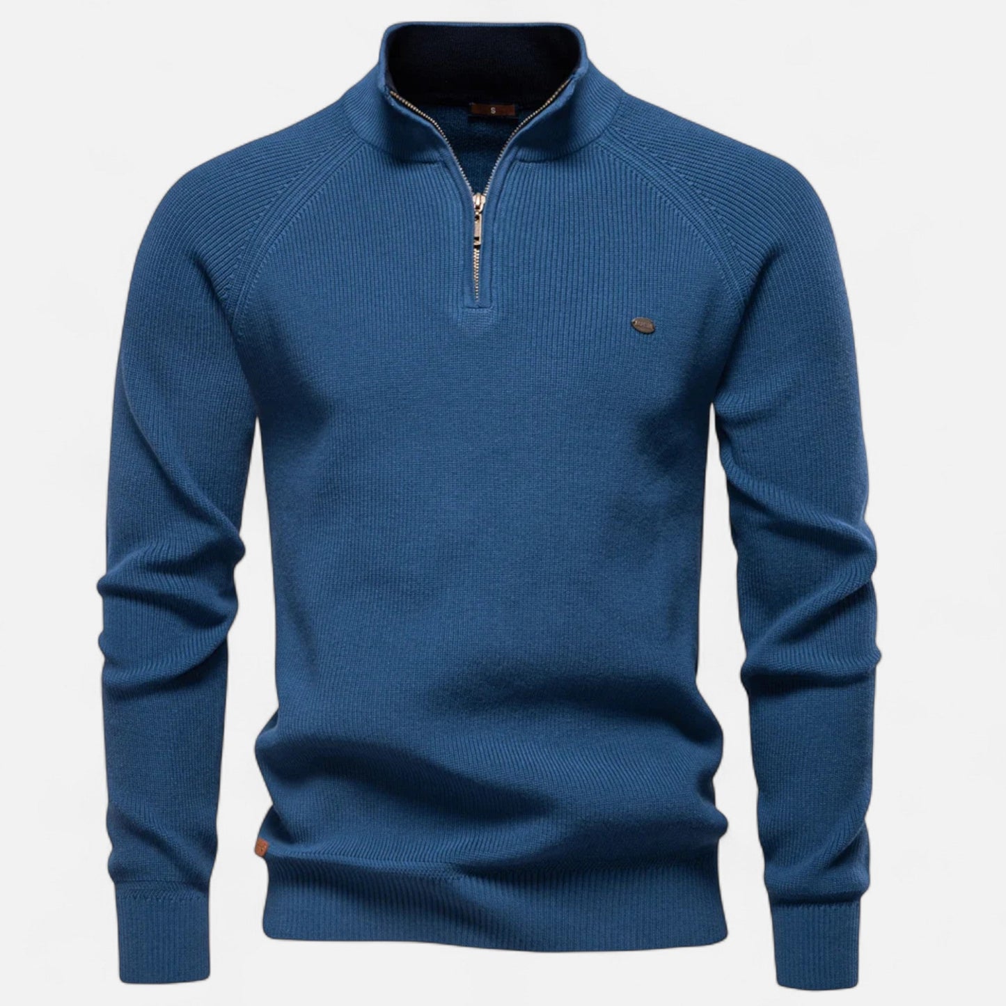 Ancient World | Cotton Zip-Up Sweater with Stand-Up Collar