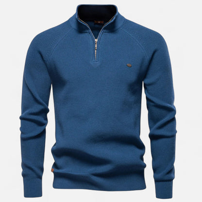 Ancient World | Cotton Zip-Up Sweater with Stand-Up Collar