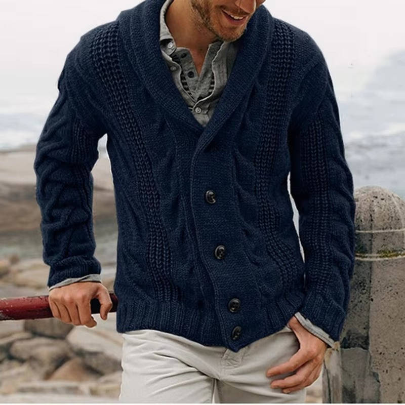 TrendAura Men's Knitted Cardigan Sweater Cable Knit Button Front For Office And Casual Wear
