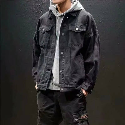 TrendAura Mens Olive Green Denim Jean Jacket For Weekend Warriors Timeless Front Button Closure And Chest Pockets