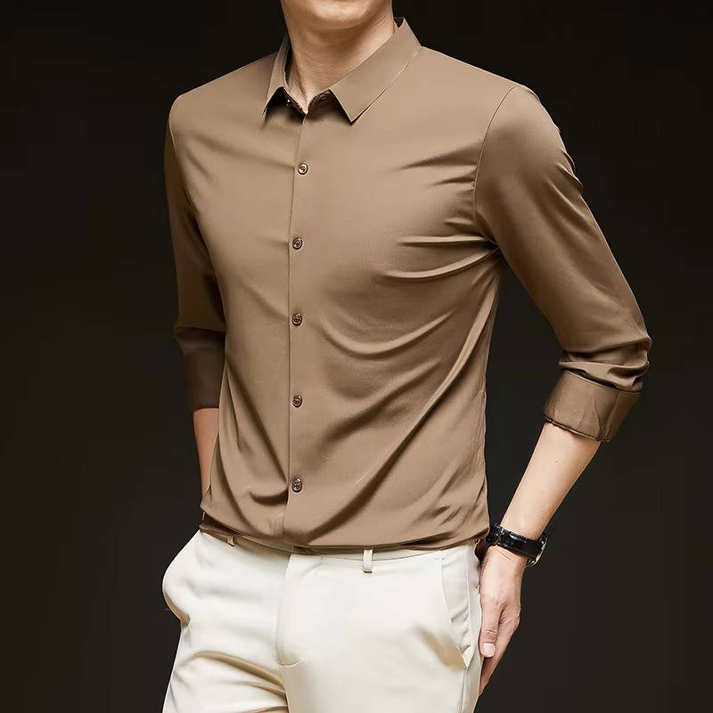 Men's Ultra Stretch Wrinkle Free Long Sleeve Dress Shirt for Crisp All Day Comfort