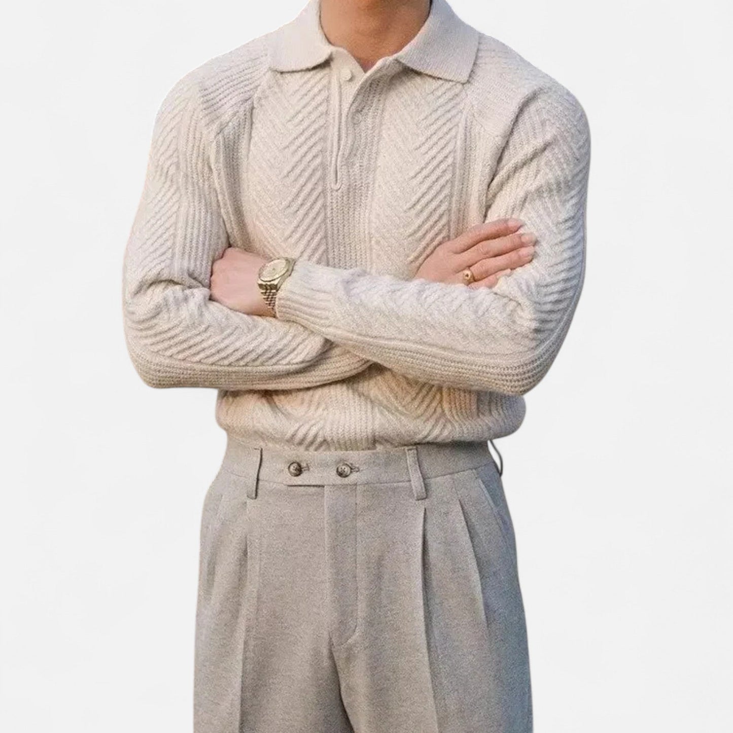 Ancient World | Long Sleeve Knit Polo Sweater