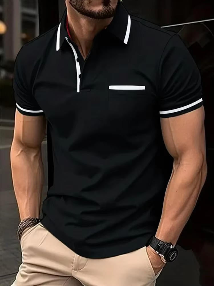Men's Short Sleeve Polo Shirt With Chest Pocket For Casual Everyday Wear By TrendAura