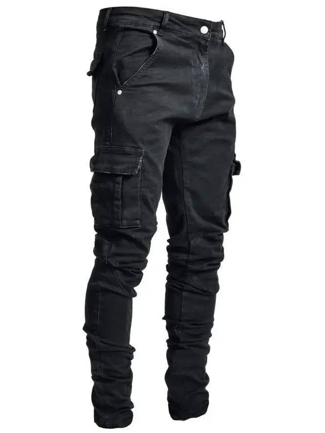 TrendAura Tapered Cargo Jeans For Men Ultra Comfortable Modern Fit With Multiple Cargo Pockets