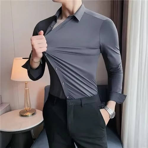 Men's Ultra Stretch Wrinkle Free Long Sleeve Dress Shirt for Crisp All Day Comfort