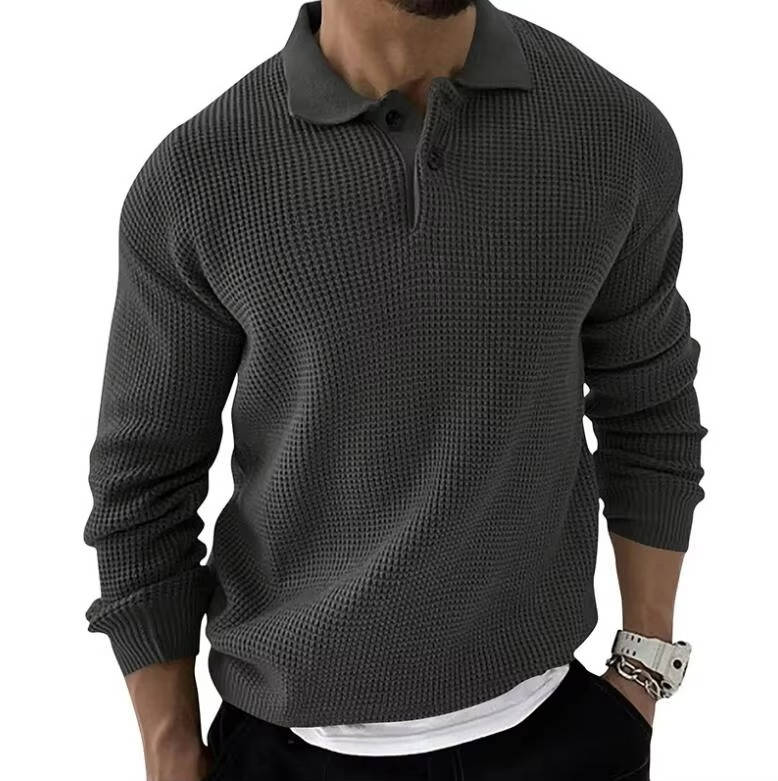 TrendAura Mens Waffle Knit Long Sleeve Sweater - Cozy Waffle Knit Texture For Everyday Comfort