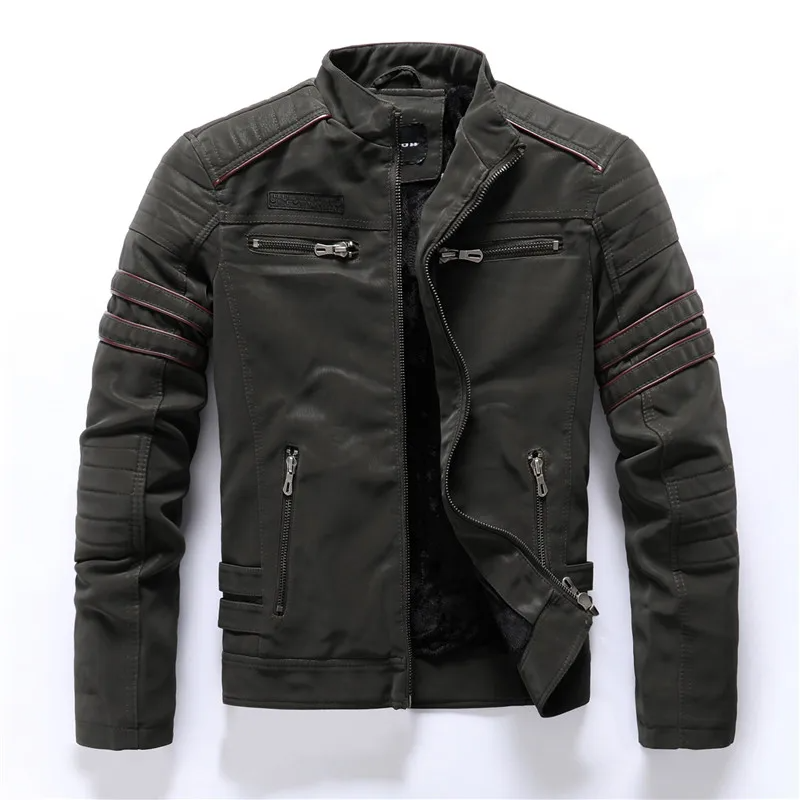 Nordisk Flair Men's Motorcycle Jacket Fleece Lined Quilted Shoulders Zipper Pockets Ribbed Sleeves