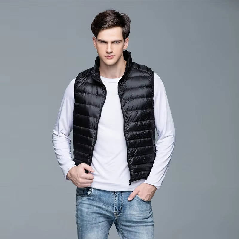 TrendAura Men's Lightweight Packable Down Vest for Travel and Everyday Winter Outerwear