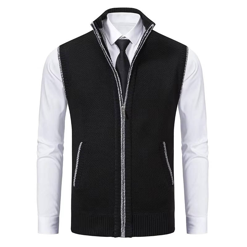 Mens Wool Tweed Vest Zip Front Classic Layering Vest For Formal And Casual Wear TrendAura