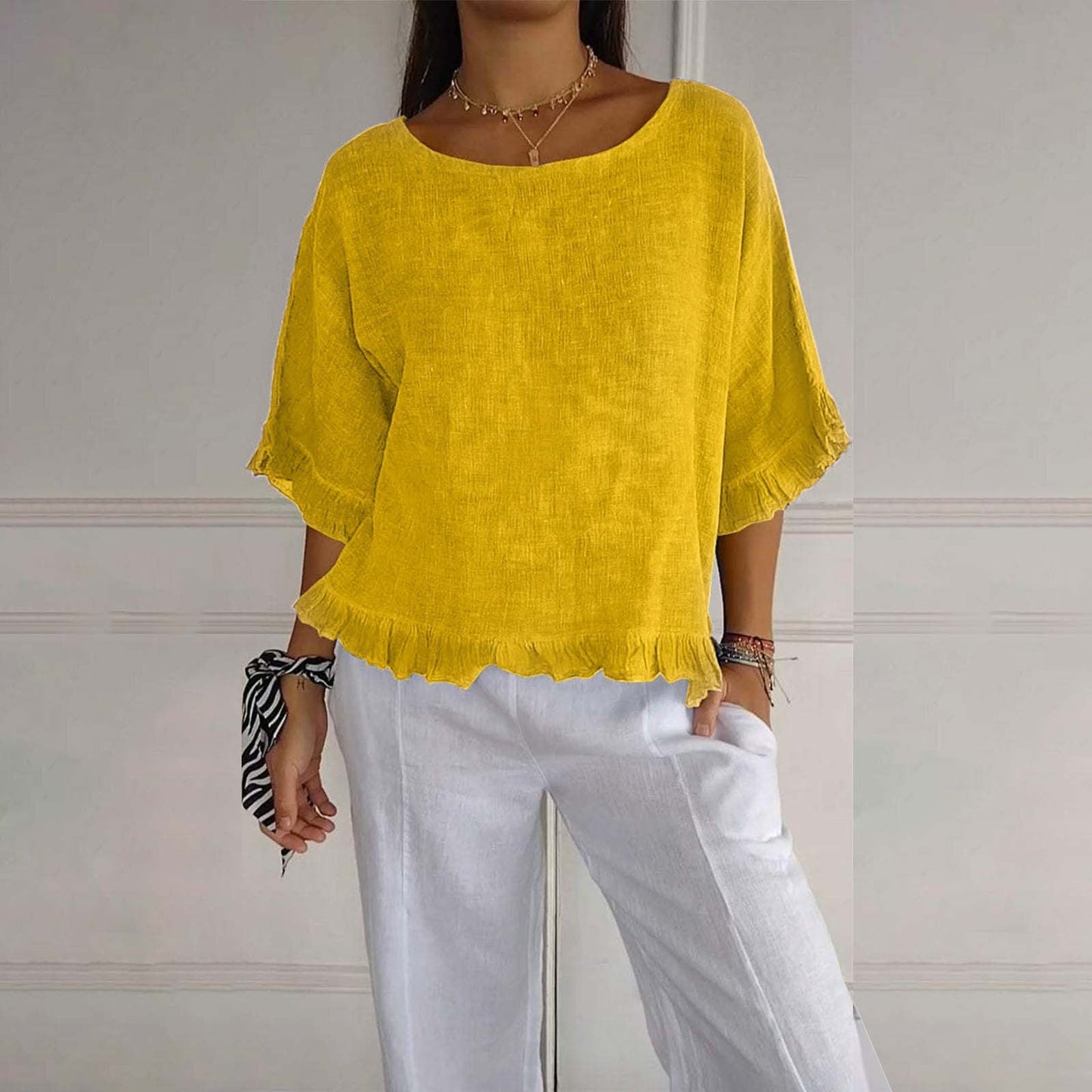Women's blouse with ruffles | Loose fit