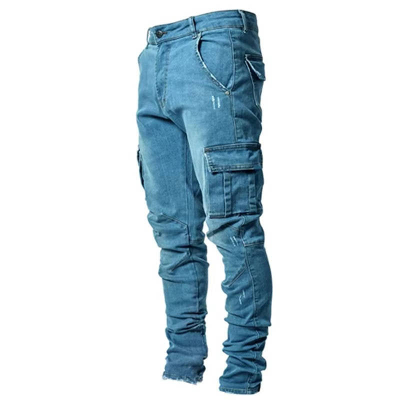 TrendAura Tapered Cargo Jeans For Men Ultra Comfortable Modern Fit With Multiple Cargo Pockets