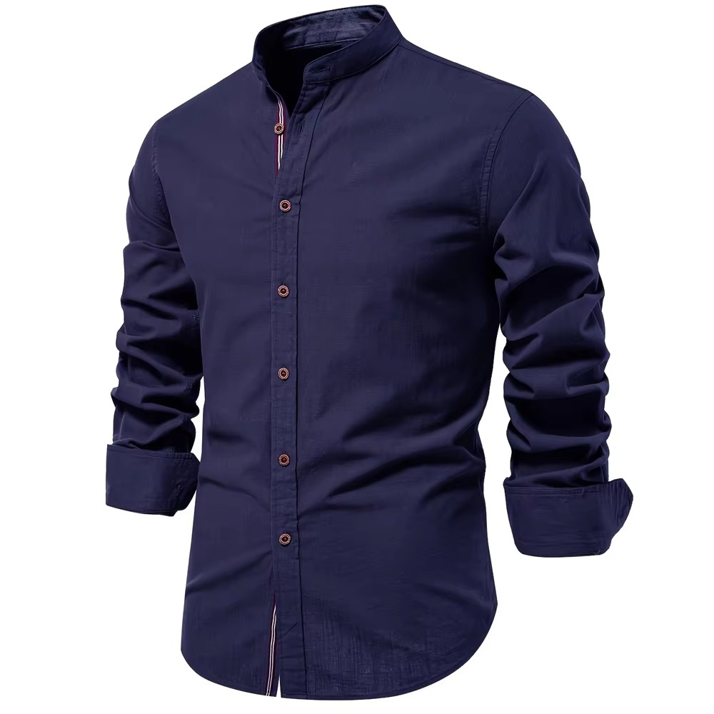 TrendAura Slim Fit Mandarin Collar Button Down Shirt For Men - Clean Polished Look With All Day Comfort