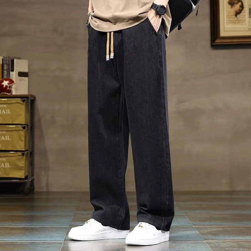 Mens Drawstring Denim Jeans For Men Casual Comfortable Relaxed Fit Everyday Wear TrendAura