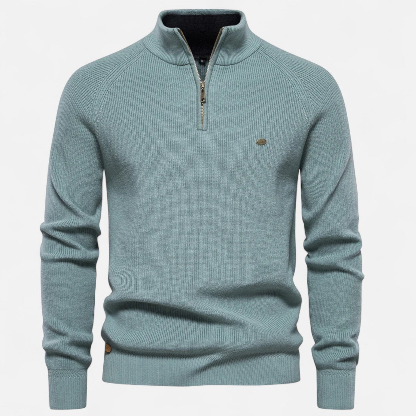 Ancient World | Cotton Zip-Up Sweater with Stand-Up Collar