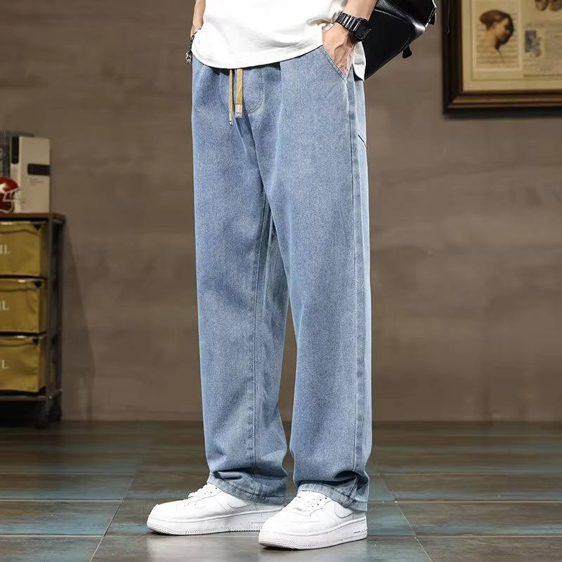 Mens Drawstring Denim Jeans For Men Casual Comfortable Relaxed Fit Everyday Wear TrendAura