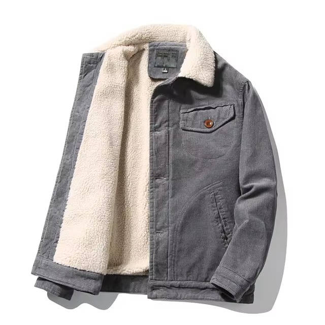 TrendAura Men Sherpa Lined Jacket Cozy Warm Winter Coat Fleece Interior Outerwear