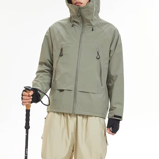TrendAura Mens Hiking Jacket Waterproof Rain Shell With Front Zipper Pockets And Hooded Design