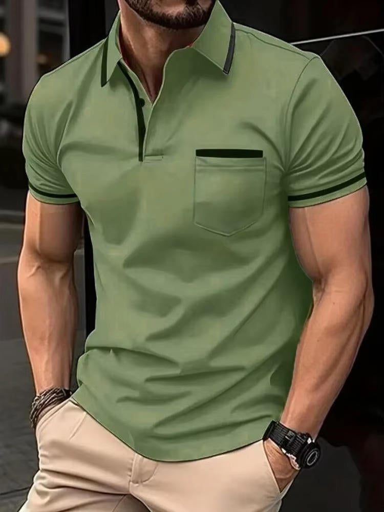 Men's Short Sleeve Polo Shirt With Chest Pocket For Casual Everyday Wear By TrendAura