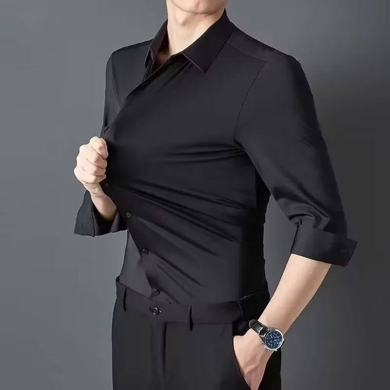 Men's Ultra Stretch Wrinkle Free Long Sleeve Dress Shirt for Crisp All Day Comfort