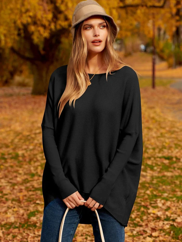 Women’s Sweater – Oversized Fit – Soft Knit Wool Blend – Long Sleeve Hip Length Pullover