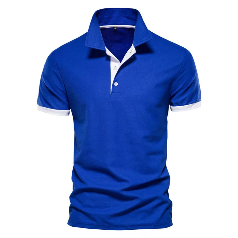 TrendAura Men's Navy Slim Fit Polo Shirt With Orange Placket And Cuffs For Smart Casual