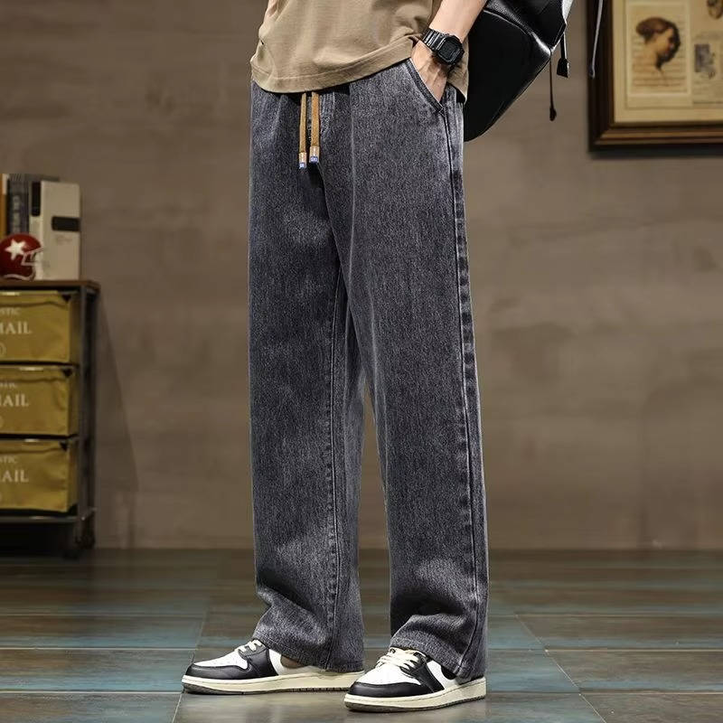 Mens Drawstring Denim Jeans For Men Casual Comfortable Relaxed Fit Everyday Wear TrendAura