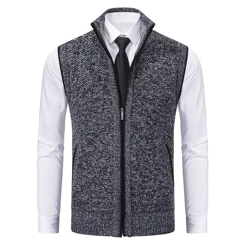 Mens Wool Tweed Vest Zip Front Classic Layering Vest For Formal And Casual Wear TrendAura
