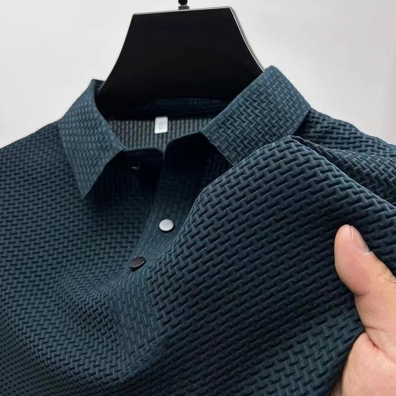 TrendAura Men's Knitted Polo Shirt Short Sleeve Breathable Stretch Knit For Everyday Wear