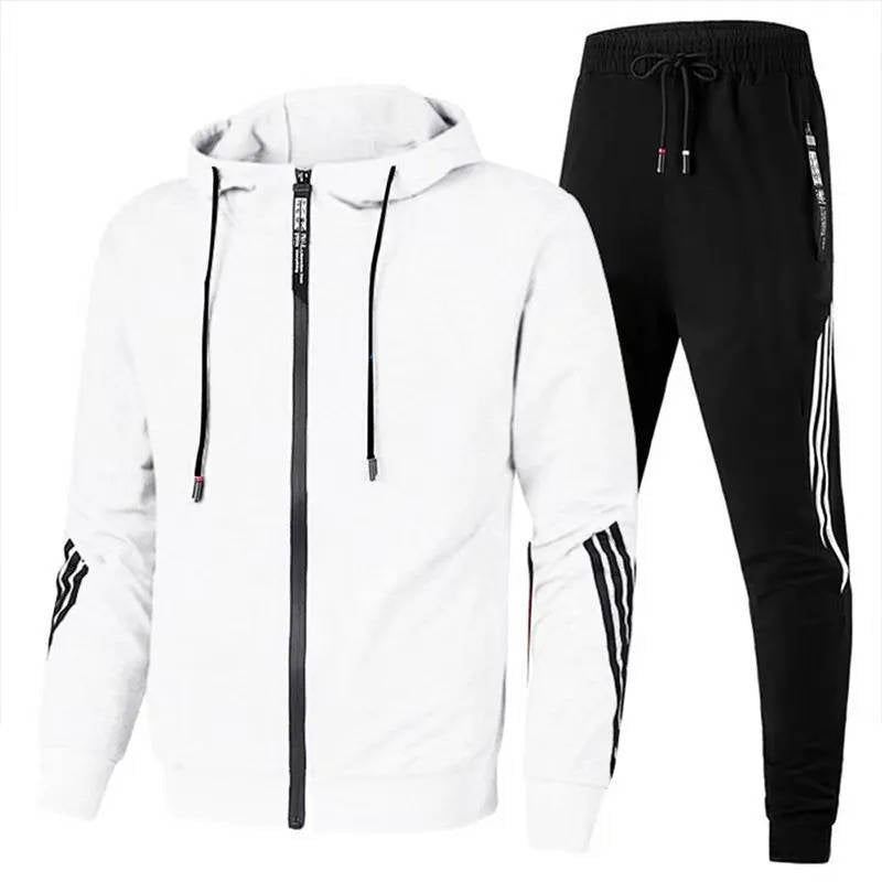 TrendAura Men's 2 Piece Zip Up Tracksuit With Hooded Jacket And Joggers For Workout And Everyday Wear