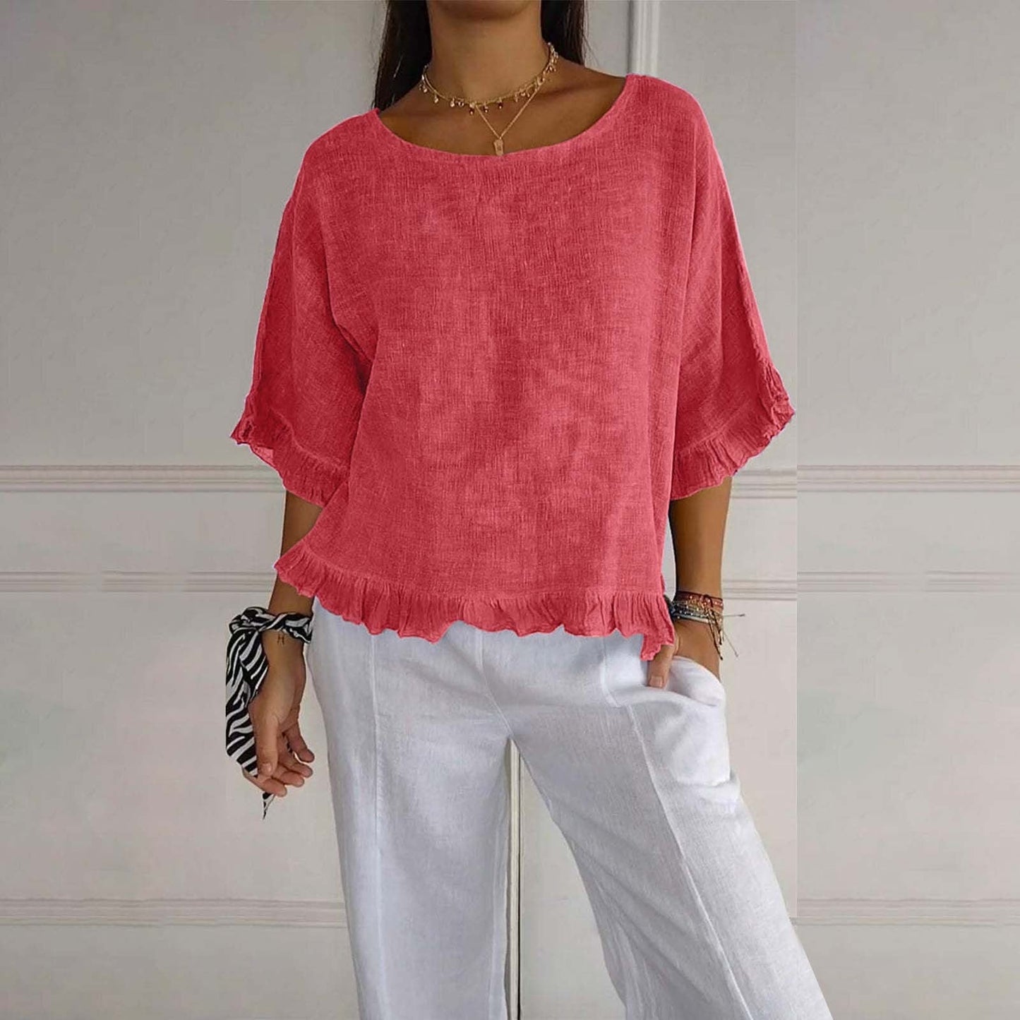 Women's blouse with ruffles | Loose fit