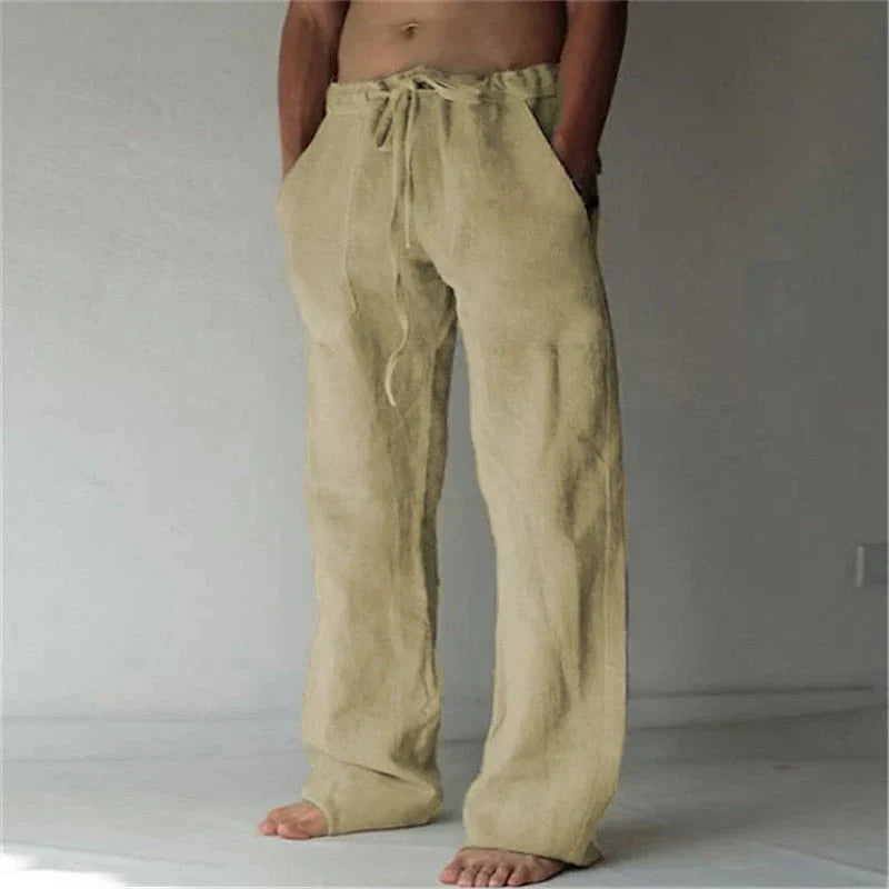 Baggy linen pants for men, made of high-quality linen