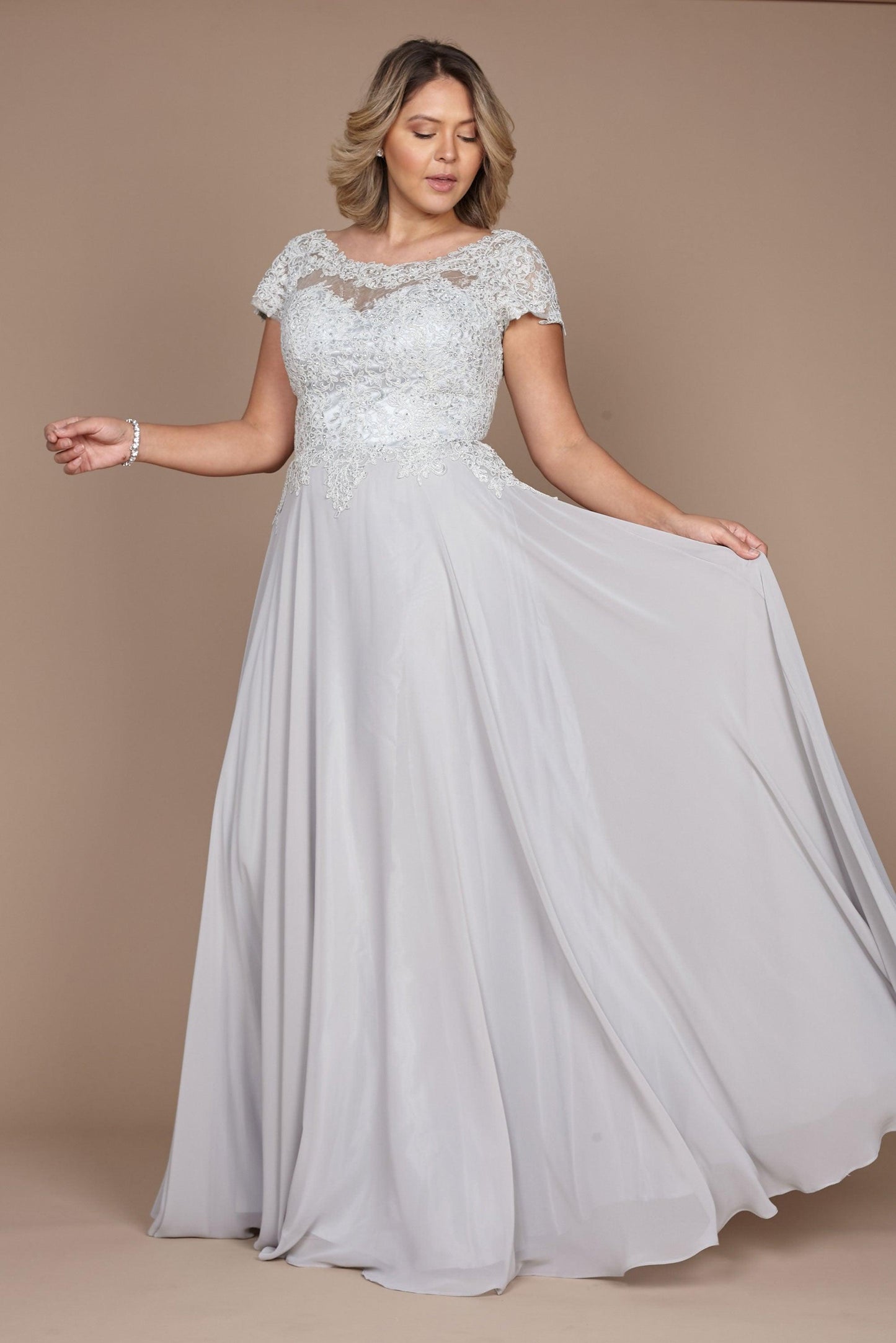 Short Sleeve Formal Evening Dress