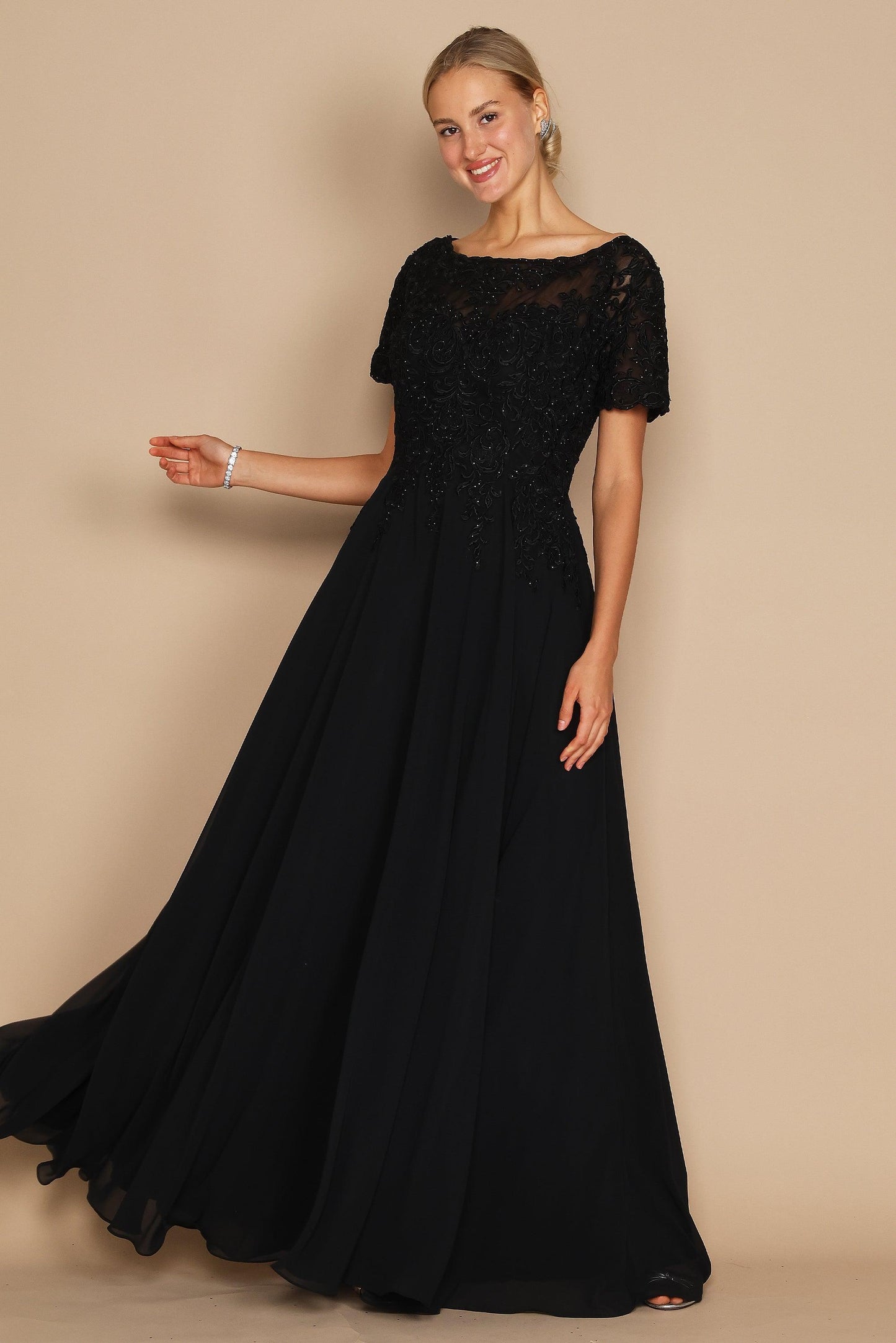 Short Sleeve Mother of the Bride Formal Dress