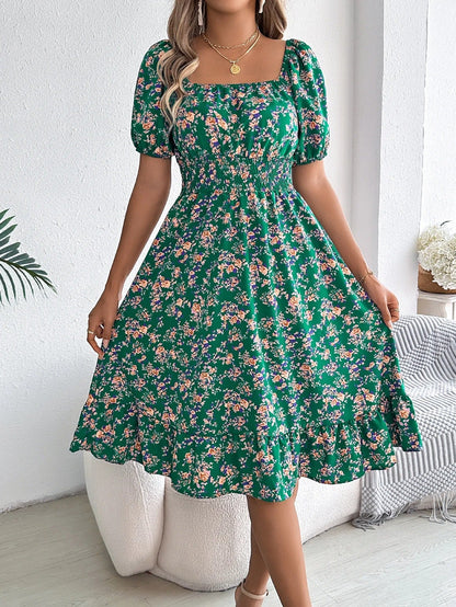 Liselotte Floral Puff Sleeve Dress For Women, Romantic Fit, Airy Comfort, Ideal For Summer Events
