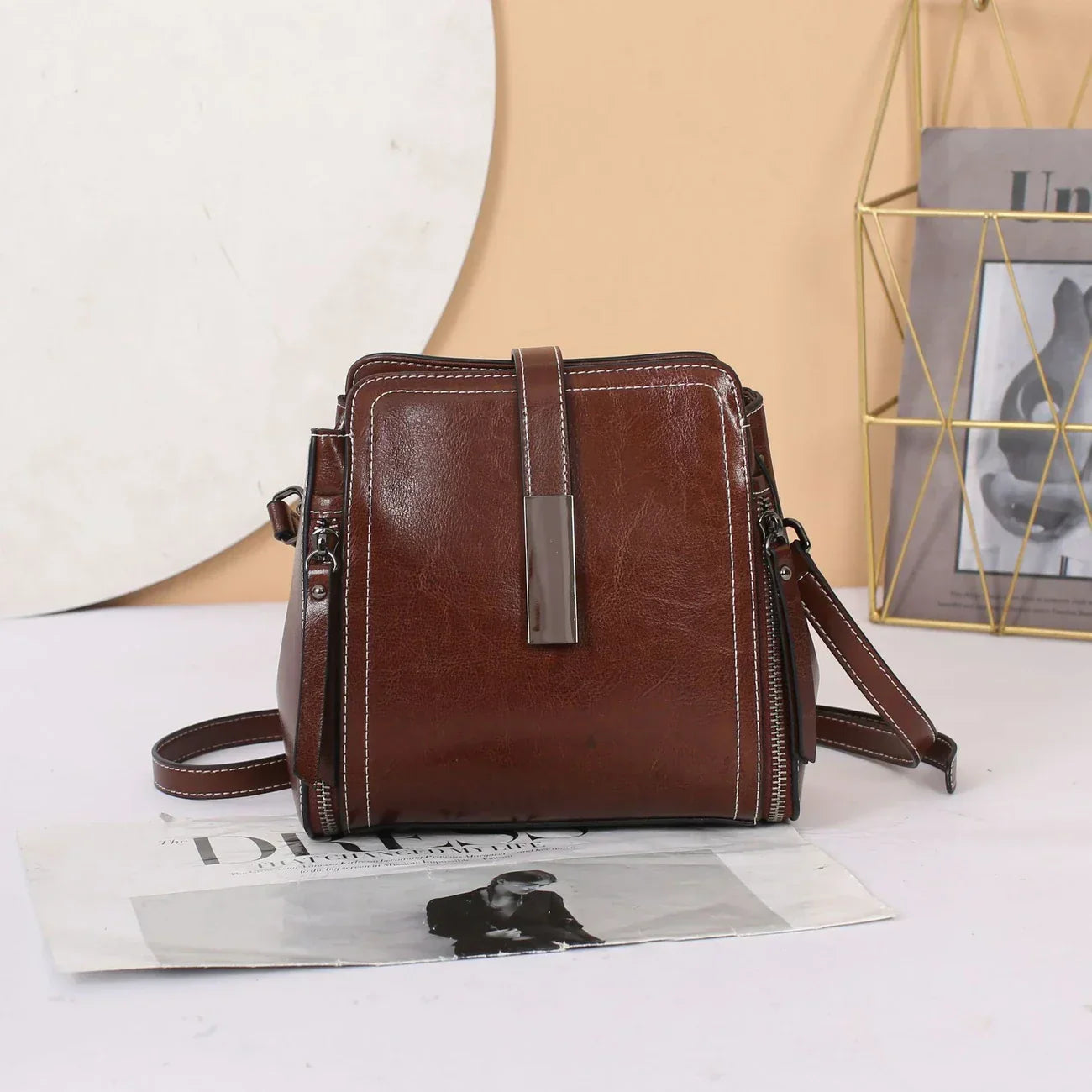 TrendAura Ellen Structured Satchel Handbag Durable All Season Synthetic Leather With Dual Handles And Adjustable Strap