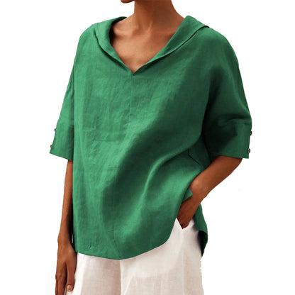 Women's Casual V-Neck Half-Sleeve Blouse – Casual Everyday Fashion with Modern Cut
