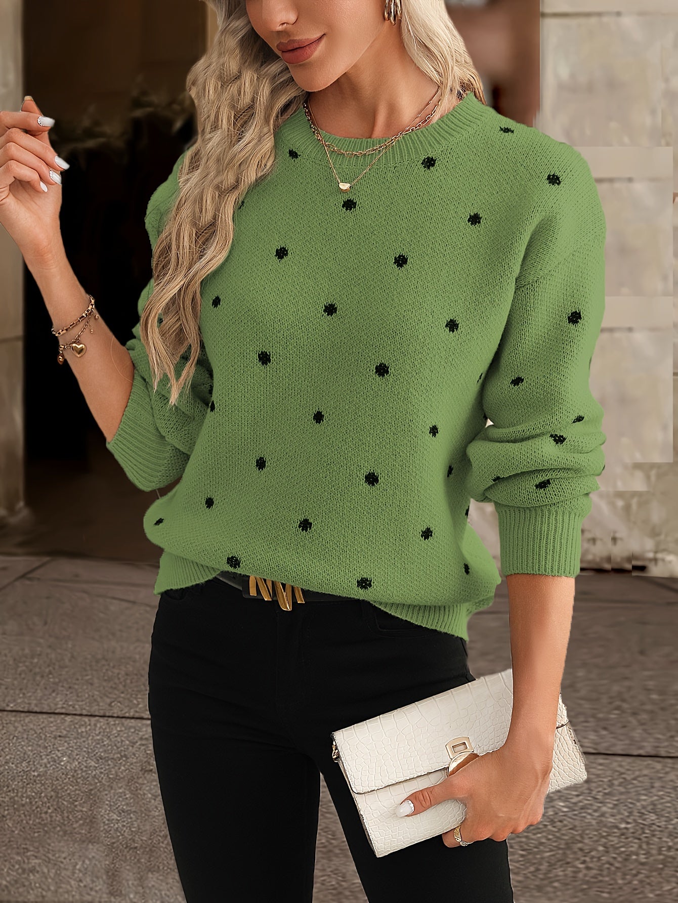 Zara Polka Dot Sweater For Women Cozy Knit Soft Warmth Versatile Casual Elegant Autumn Winter