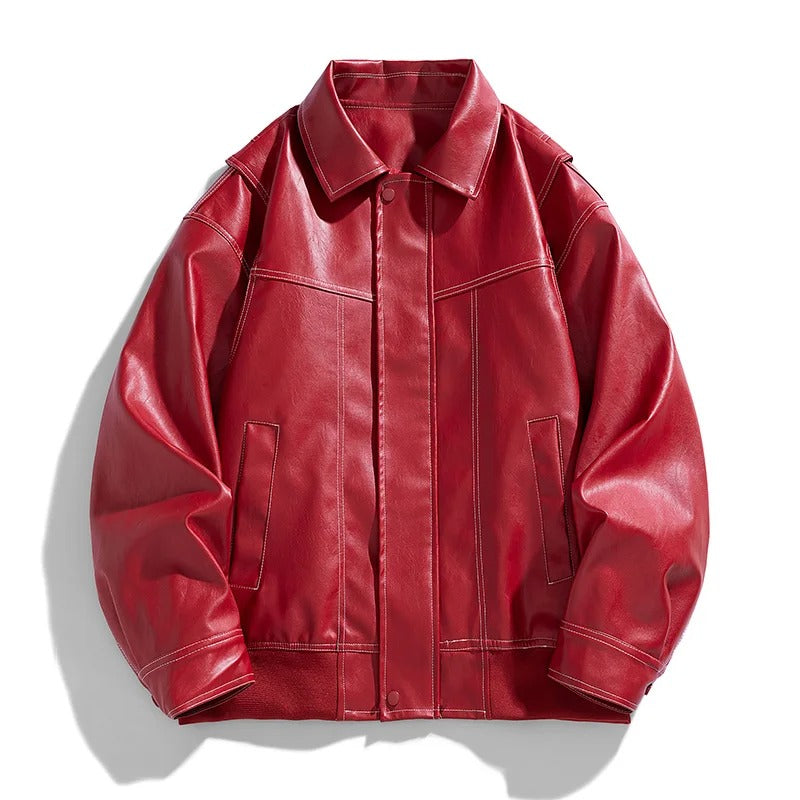 Cory Men's Oversized Leather Bomber Jacket for Everyday Streetwear and Modern Outerwear by TrendAura