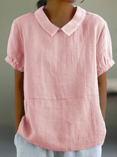 Top in cotton and linen of solid color