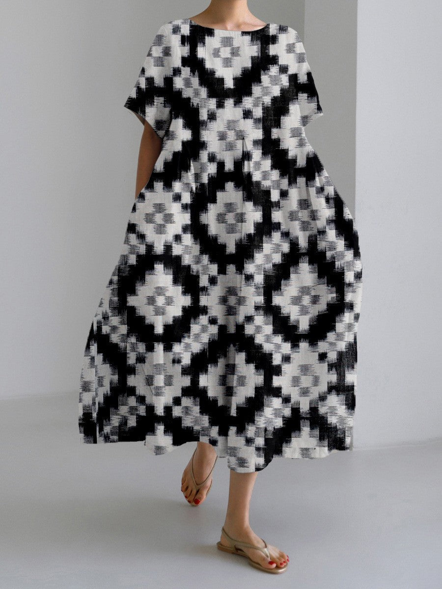 Natalie Geometric Patterned Sweater Dress For Women With Retro High Waist Style And Elegance