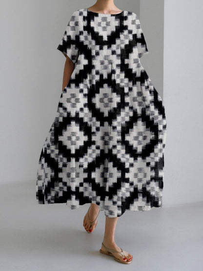 Natalie Geometric Patterned Sweater Dress For Women With Retro High Waist Style And Elegance