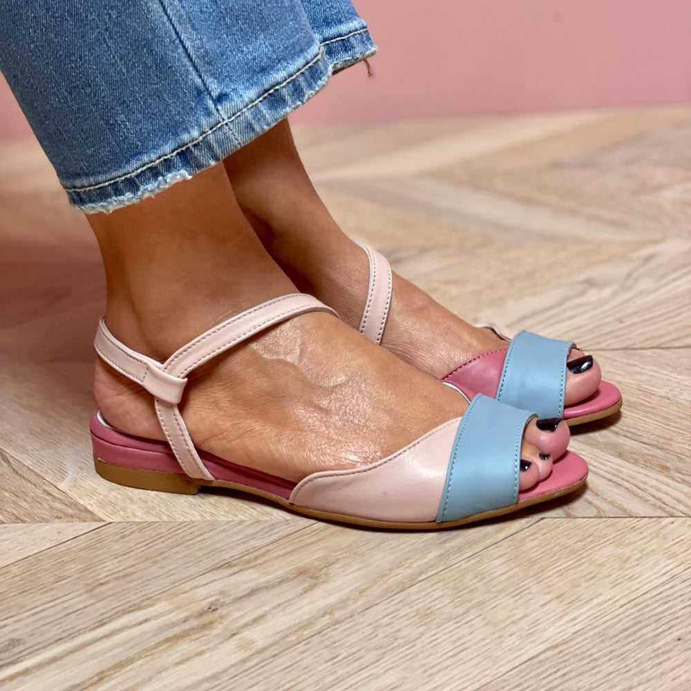 Women's Asymmetrical Colour Block Sandals with Adjustable Straps and Durable Sole