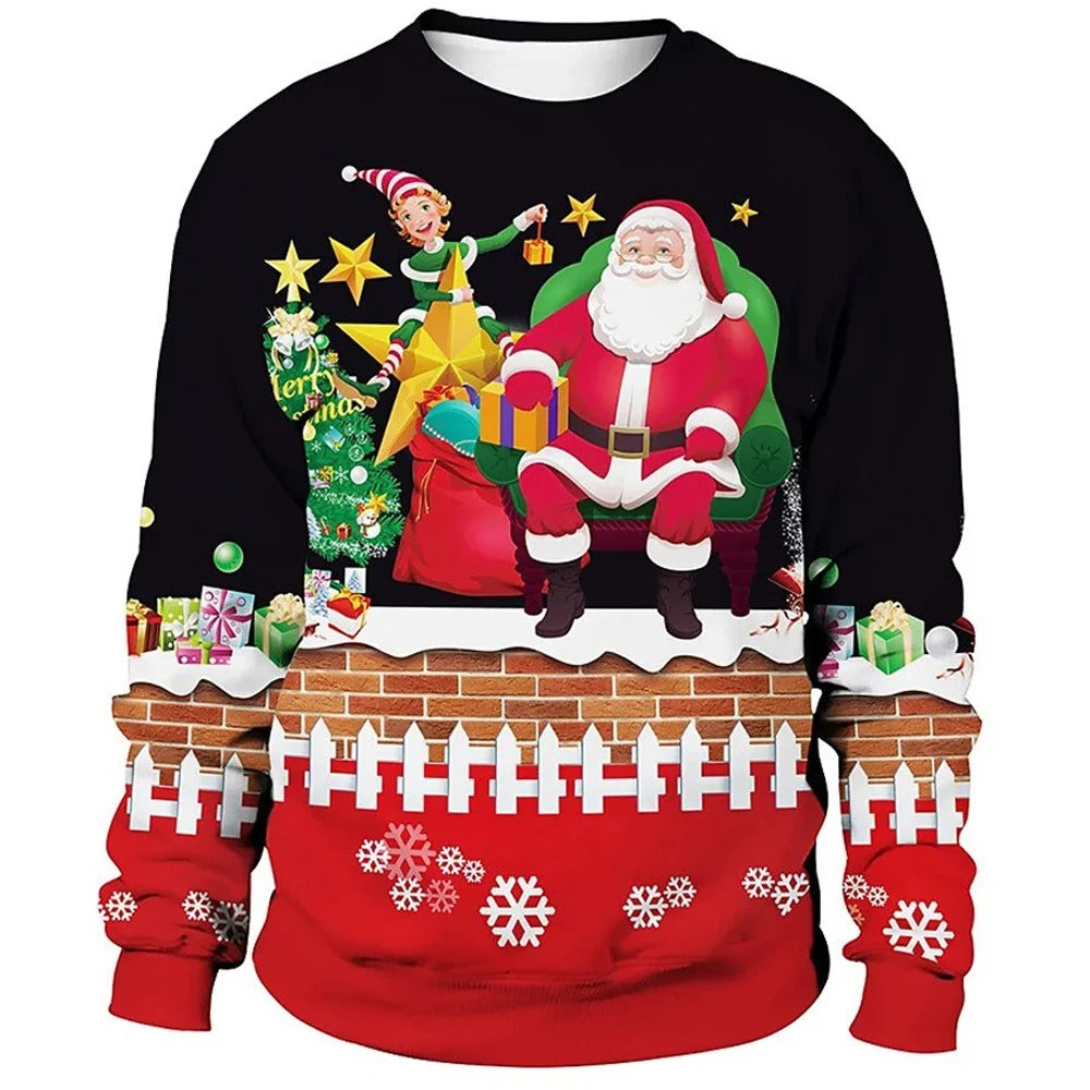 Mateo Men's Christmas Crew Neck Sweater - Soft Cotton Poly Blend for Festive Comfort and Colorful Patterns