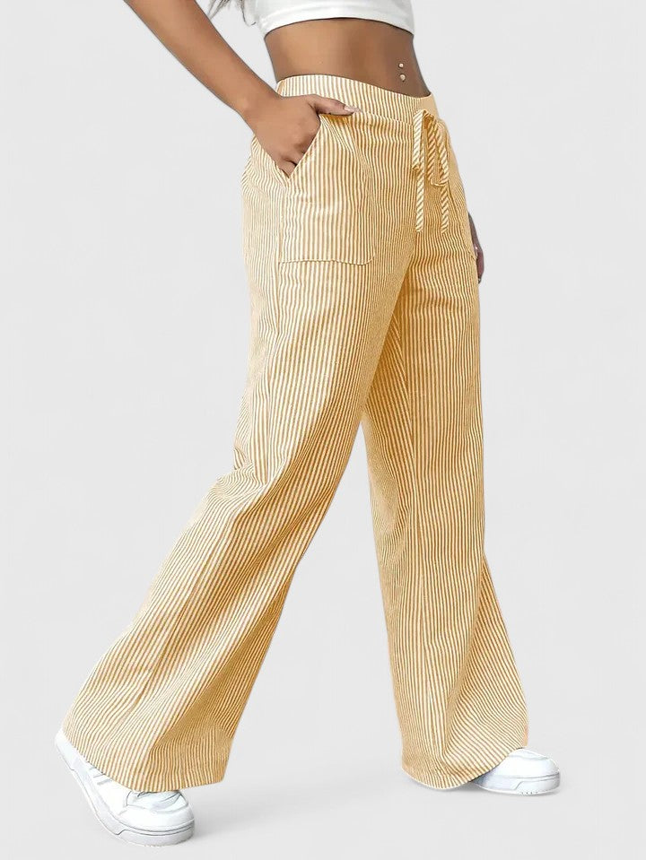Women Wide Leg Pants Breathable Lightweight Cotton Linen For Spring Summer Relaxed High Waist