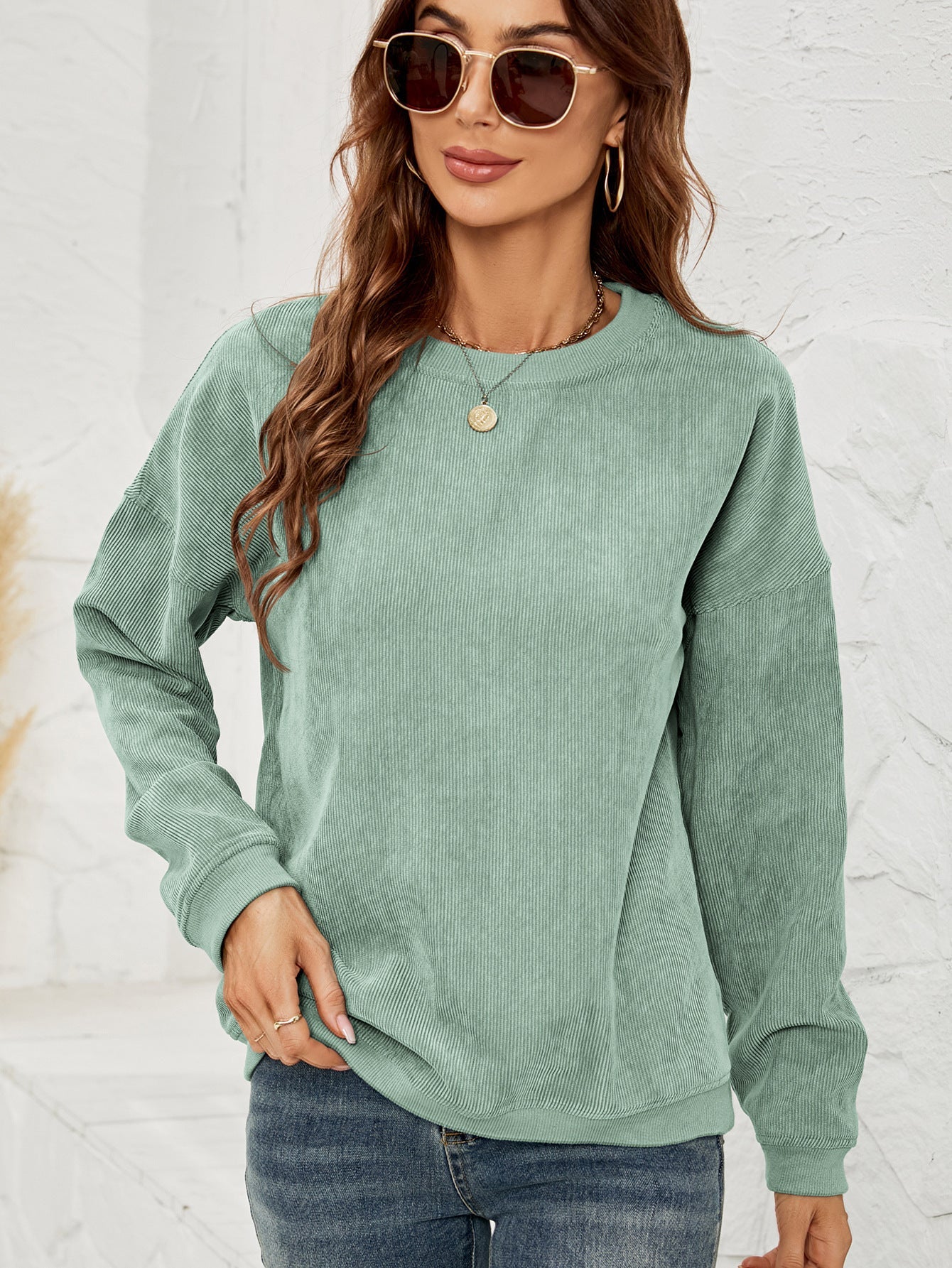 Cord pullover sweatshirt for women