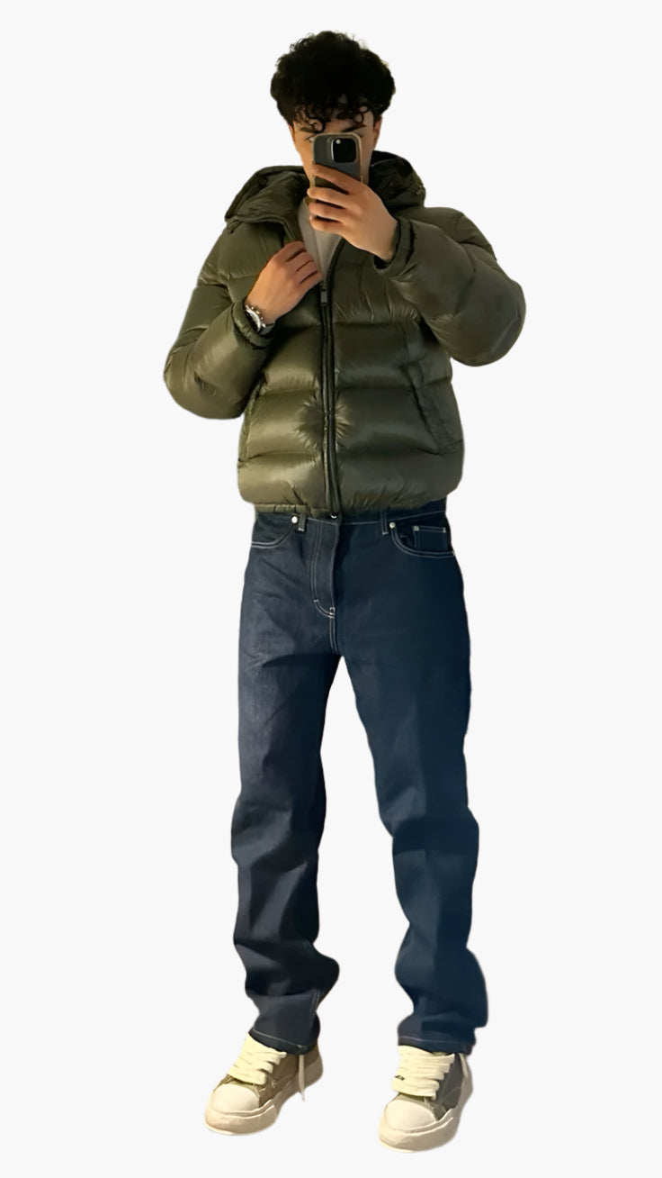 Men's Glossy Puffer Jacket For Urban Winter Style Bold Warmth Premium Outerwear For Everyday City Wear