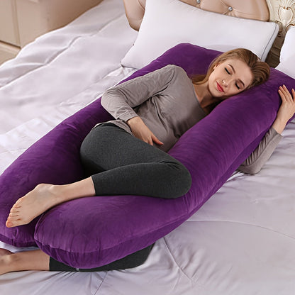MumLuxe Pregnancy Pillow Luxurious Crystal Velvet U Shaped Full Body Support For Expecting Moms